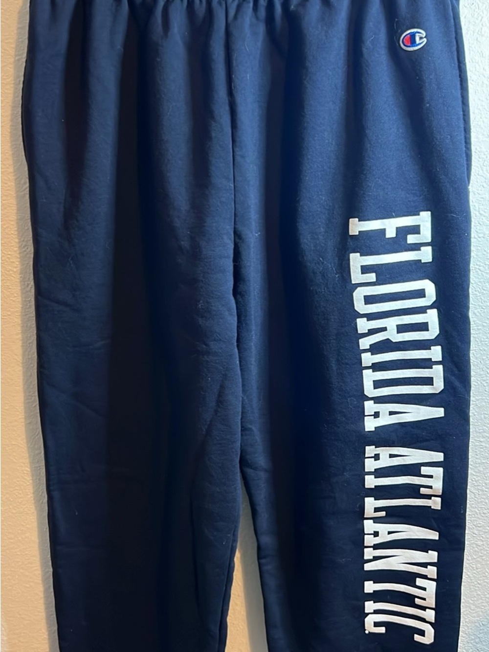 FAU Champion Navy Sweatpants with White 'Florida Atlantic' Side Lettering